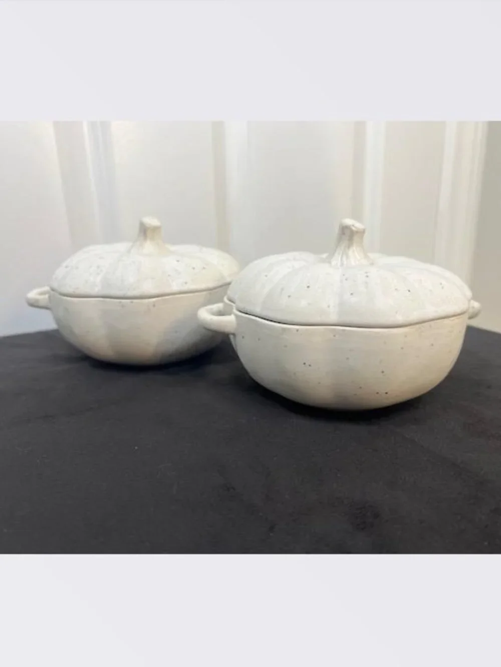 Anthropologie White Speckled Pumpkin Cocotte - Set of 2 - NWOT